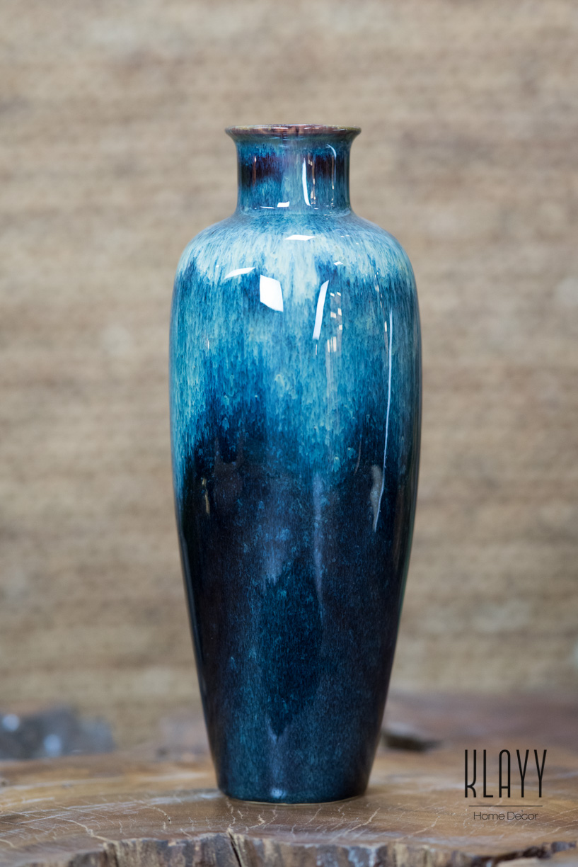 Blue Galaxy Tall Bottle Vase
